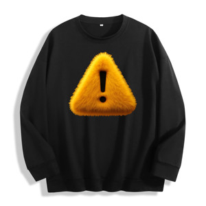 Felpa girocollo con grafica di segnale di avvertimento giallo in peluche, magazzino USA, 6 colori, design personalizzabile - Product Image 2