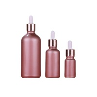 Flacons cosmétiques plats en verre rose personnalisés avec bouchon en caoutchouc 30-500ml Finition mate Emballés (Lotion/Sérum Parfum & Soins personnels)