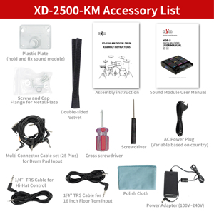 Batterie électronique HXM XD-2500-KM, couleur argent brossé, sensation acoustique, batterie électronique professionnelle - Product Image 6