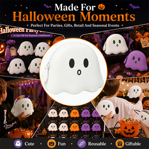 Glow in the Dark Halloween Ghost Silicone Coin <b>Purse</b> <b>Cute</b> Mini Pouch Party Favor Gift Bag Custom OEM ODM Seasonal Product - Product Image 5