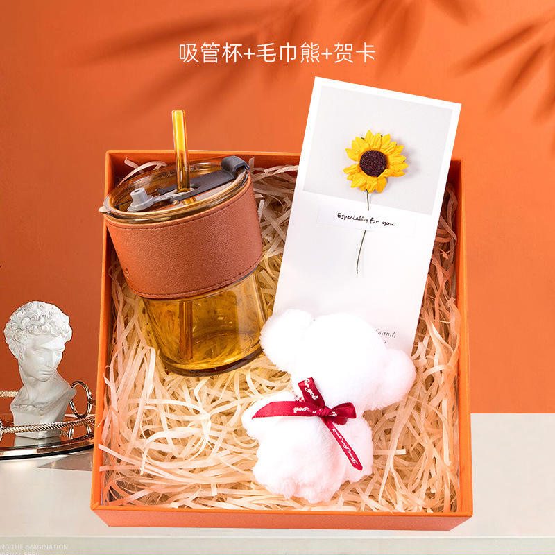 Ensemble de cartes de vœux ours avec serviette et tasse à café (3 pièces)