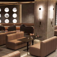 Ensemble de canapés et banquettes modernes pour restaurant, bar, salon, canapé commercial en cuir avec table, service de mise en plan 3D gratuit, club, café