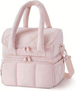 Lunch Bag Double Deck Insulated Lunch Box Quilted Puffer Lunch Tote Leakproof Durable Reusable Large Lunch Cooler Bag - Product Image 1