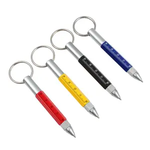 EACAJESS 6 in 1 Mini Multi-funzionale penna righello cacciavite stilo strumento penna con portachiavi