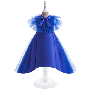New Model Twirly Blue Birthday Party Dress Up 7 Years Old Kids Party Dresses For Girls