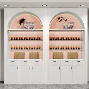 Modern Metal Nail Art Cosmetics &amp; <strong>Beauty</strong> <strong>Salon</strong> Skin Care Products Display Cabinet With Nail Polish Storage Shelf - Product Image 2