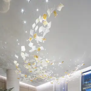 Lampadari di design su misura decorazione per scale di grandi dimensioni illuminazione per Hotel lampadario a sospensione a LED in vetro di Murano artistico