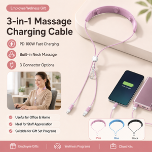 Custom Logo Neck Massager <b>Charging</b> <b>Cable</b> Corporate Gift Promotional Giveaway Wearable Phone Lanyard USB C Fast <b>Charging</b> <b>Cable</b> - Product Image 2