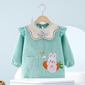 Babero con cuello de encaje <span class=keywords><strong>Cluny</strong></span> antiguo, punto pequeño de conejito cosido a mano y costillas de 14 gallos, delantal de fiesta de té real para niñas - Product Image 4