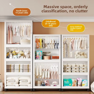 Armoire de <span class=keywords><strong>rangement</strong></span> pour bébé de 70 cm, 3/4/5 étages, tiroirs en plastique, armoire à vêtements pour enfants, organisateur de jouets avec serrure - Product Image 6