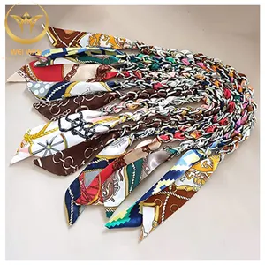 WEIWAN Handbag Silk Ribbon Metal Chain Strap Handle Replacement for Handbags Purses Making Accessories