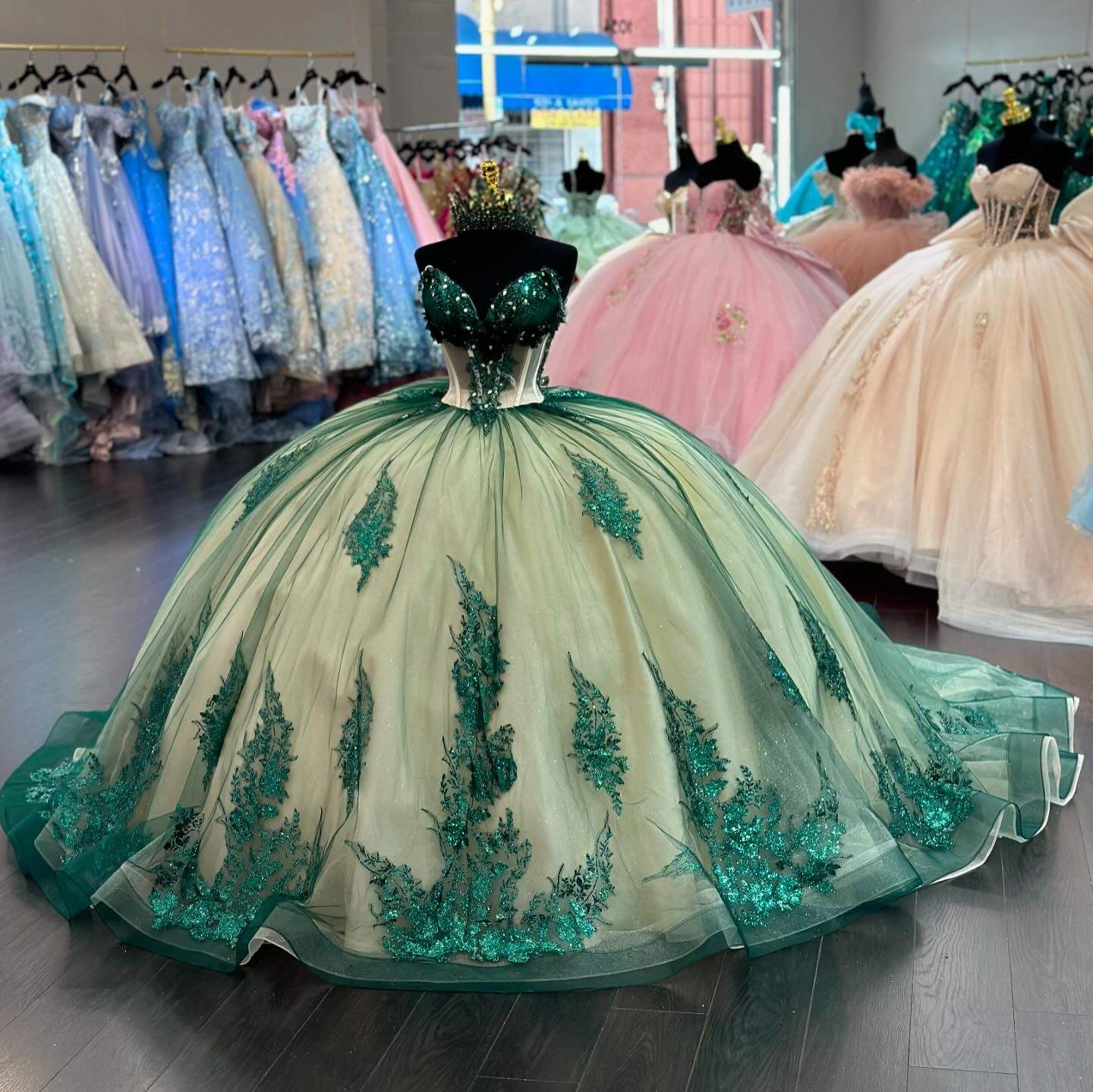 Quince Dresses Vestidos De 15 Verde Oscuro Hermoso Vestidos De