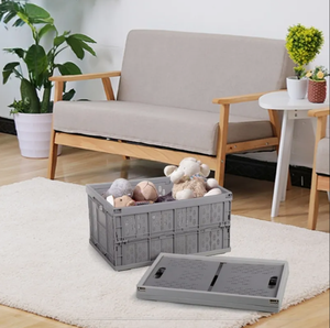 Boîte de rangement pliable en plastique PP 60x40x30cm avec couvercle rectangulaire pour vêtements, jouets, articles divers, design moderne, capacité 35L, empilable - Product Image 1