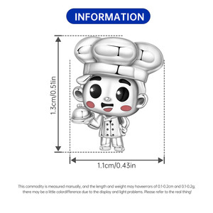 Nueva pulsera de cuentas de cobre blanco con diseño de niño chef, joyería transfronteriza para niñas, pulsera DIY original de alta gama. - Product Image 3