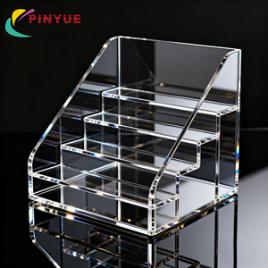 Étagère de présentation pliable en acrylique hautement transparente à 4 niveaux pour rouge à lèvres, parfums, bijoux, vernis à ongles - Product Image 4