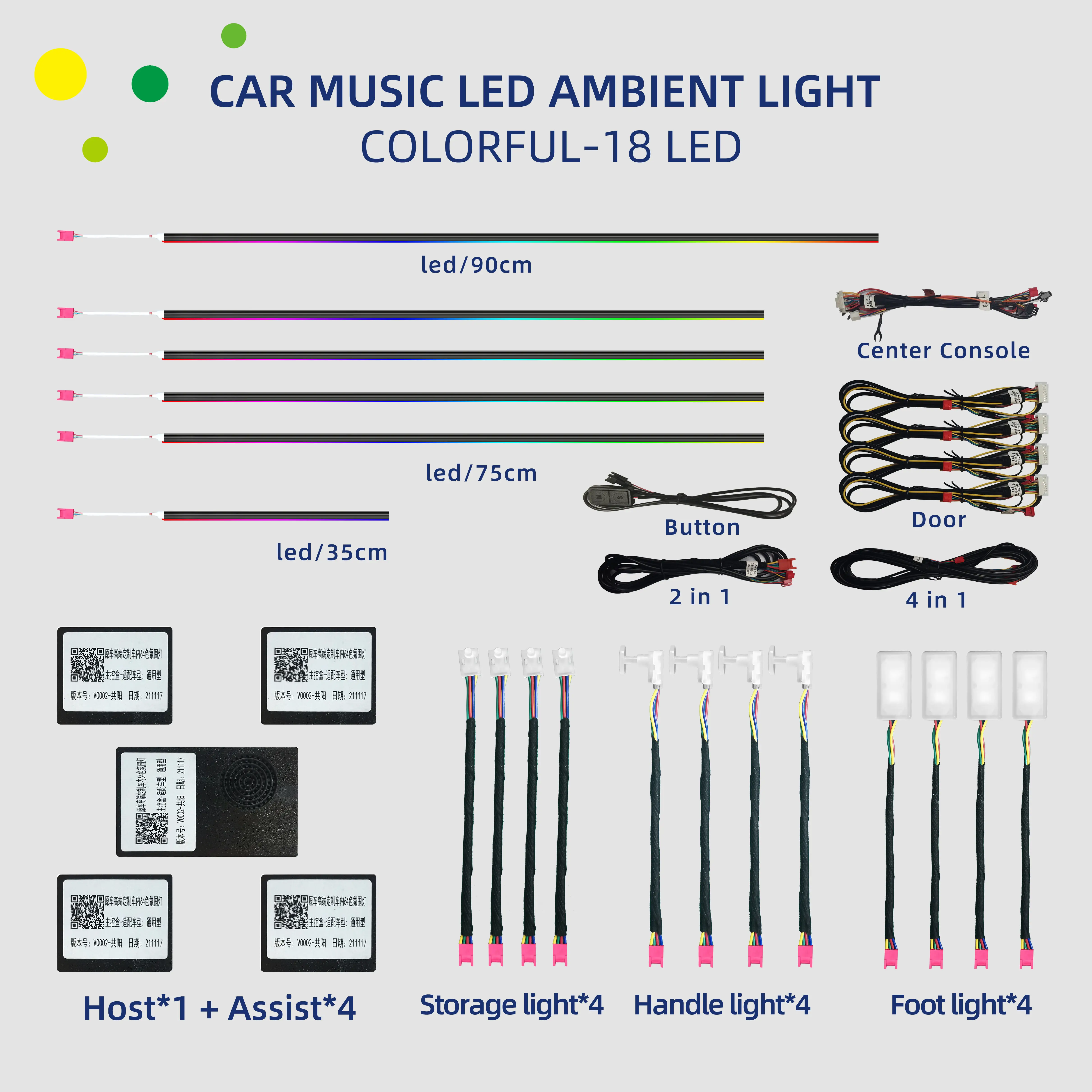 18-in-1 128 renkli RGB senfoni araba ortam iç LED evrensel çoklu modları dekorasyon atmosfer işıklar App kontrol