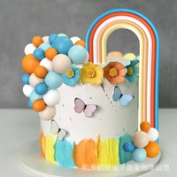 Bohème arc-en-ciel gâteau Topper bleu Orange boule décorations pour garçons anniversaire bébé douche fête fournitures bricolage cuisson décoration