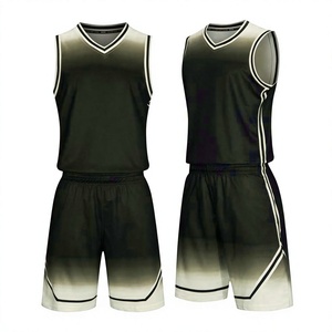 Custom Basketball Jersey Set Black Gradient V-Neck Sleeveless Moisture Wicking Polyester Unisex Adult All Seasons - Product Image 1