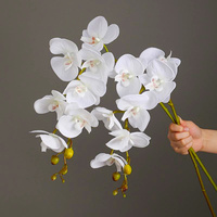 Bunga Anggrek Kupu-kupu Buatan Sentuhan Alami, Tangkai Bunga Phalaenopsis Sutra Tiruan Realistis Dengan Kuncup