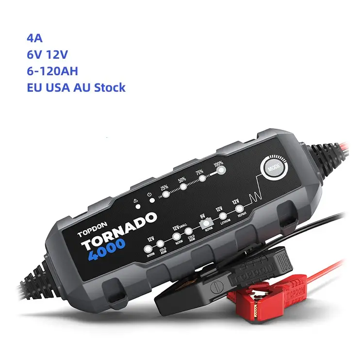 TOPDON Tornado4000 T4000 Lead Acid Lithium 6V 12V Automotive Vehicle Trickle Fast Auto Motorcycles Lithium Car Battery Charger