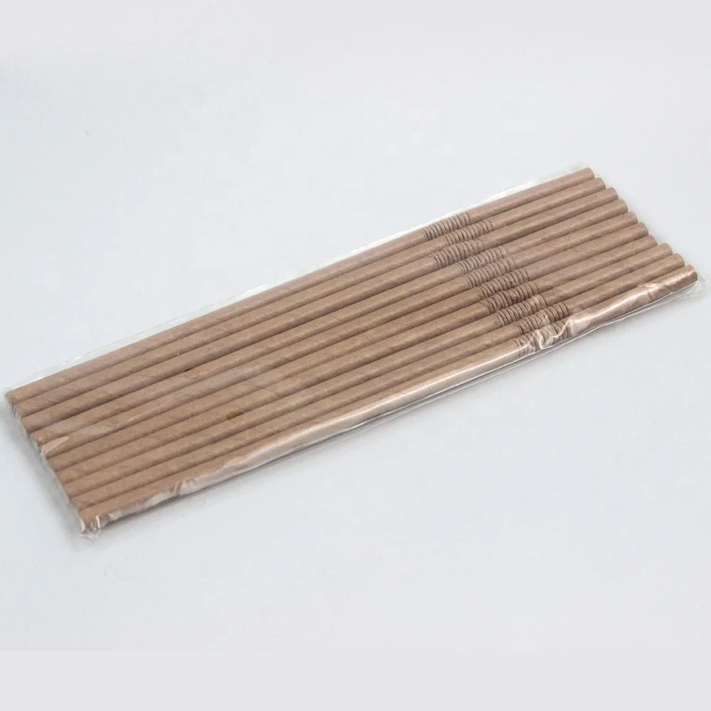 Eco Friendly Disposable Kraft Paper Straw Biodegradable Paper Straw Individually Wrapped Paper Drinking Flexible Straws 200mm