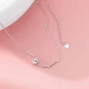 Ensemble de bijoux en argent S925 Wenchi, édition coréenne élégante et simple, avec diamants, fleur à quatre pétales, perle mignonne, décoration de cou, modèle chinois - Product Image 4