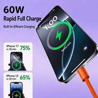 Câble de charge rapide tressé en aluminium orange 60W avec connecteurs Micro USB 3.0 et Type-C pour scanners, banques d'alimentation et plus encore