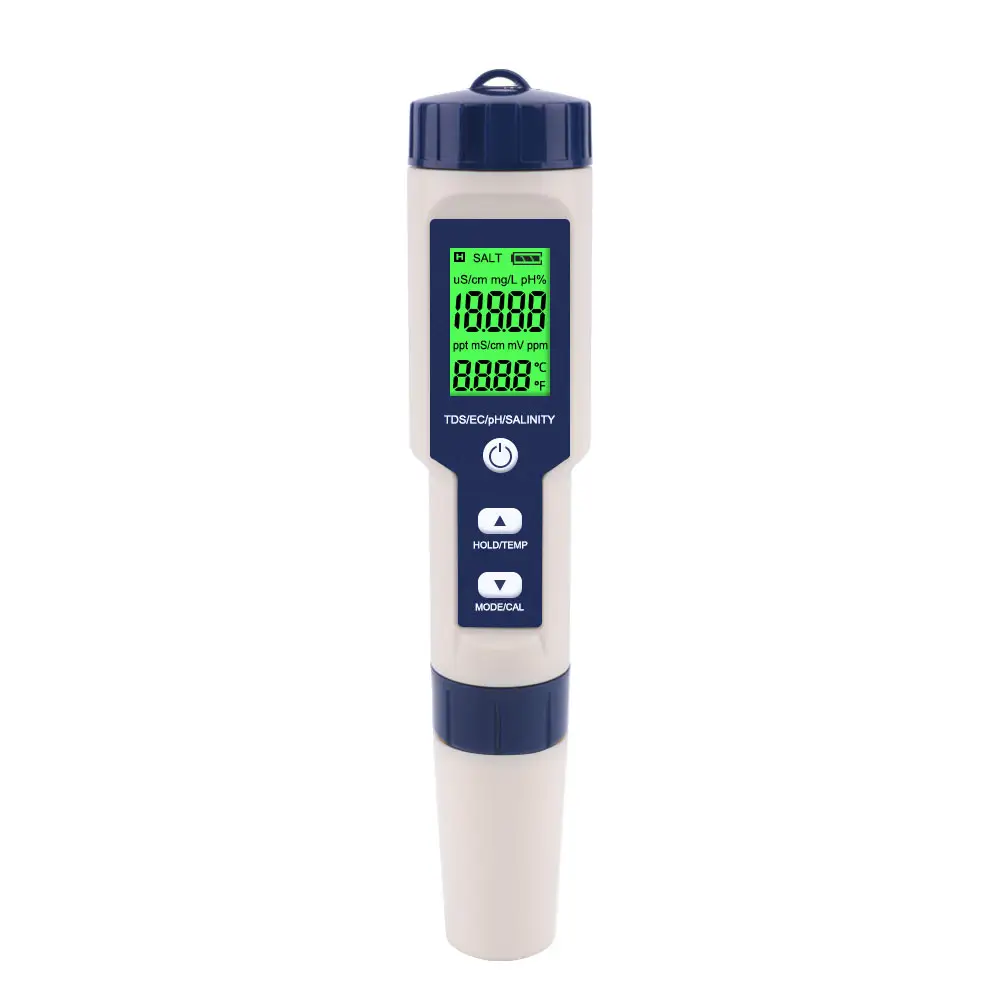 Medidor de PH Digital 5 en 1TDS/EC/pH/salinidad/temperatura para agua, piscinas, probador multifuncional de calidad del agua