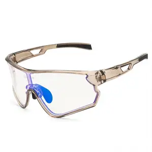 نظارات رياضية بعدسات مرآة عالية الوضوح فوتوكروميك بإطار شفاف للحماية من الأشعة فوق البنفسجية للعب في الهواء الطلق والصيد وركوب الدراجات