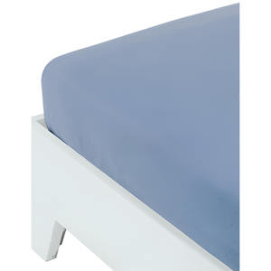 DRAP PLAT FRIDA EN COTON 100% BLEU FRINGUE 1P 90X200+27CM - Product Image 1