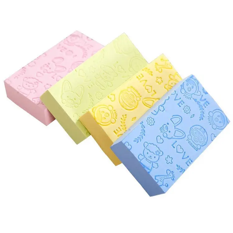 Cepillo de esponja de baño para bebés pequeños, Animal bonito y estampado de fuentes, exfoliante corporal, cepillo de ducha de limpieza, masajeador de Spa para limpieza de piel para niños