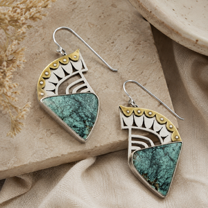 Orecchini Pendenti Geometrici a Triangolo per Donne, Stile Vintage Bicolore, Accessori per Orecchie da Indossare Quotidianamente - Product Image 2