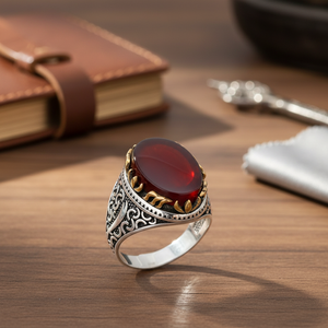 Red Agate Oval Shape Gemstone Authentic <b>Men</b> <b>Ring</b> Turkish Wholesale Handmade 925 Sterling <b>Silver</b> for <b>Men</b> - Product Image 3