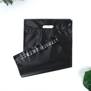 Custom High Quality Waterproof Poly Mailer Bags Black Polymailers With Handle