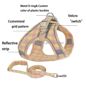 <span class=keywords><strong>Harnais</strong></span> pour <span class=keywords><strong>chien</strong></span> 100% coton, grande capacité de production, design personnalisé à motif quadrillé, XXS, réfléchissant, <span class=keywords><strong>anti</strong></span>-<span class=keywords><strong>traction</strong></span> - Product Image 2