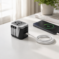 Adaptador de Viaje USB-C PD de 35W con Doble Puerto USB, Plegable, con Enchufes EU, UK y US para Uso Mundial