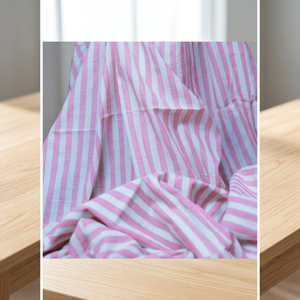 Tela de Algodón Khadi 100% Orgánica Tejida a Mano al por Mayor, Rayas Rosas, Ligera, Transpirable, 60GSM, de Secado Rápido para Camisas y Vestidos - Product Image 3