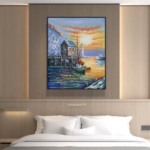 <span class=keywords><strong>Peinture</strong></span> à l'huile <span class=keywords><strong>de</strong></span> paysage mural fait à la main, Art <span class=keywords><strong>de</strong></span> la <span class=keywords><strong>mer</strong></span> moderne bleu <span class=keywords><strong>coucher</strong></span> <span class=keywords><strong>de</strong></span> <span class=keywords><strong>soleil</strong></span>, <span class=keywords><strong>peinture</strong></span> à l'huile sur toile - Product Image 2