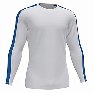 T-shirt à manches longues et col rond Academy pour homme Joma 100% polyester Interlock Blanc/Royal XL - Product Image 1