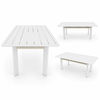 Ensemble de salle à manger d'extérieur moderne en aluminium, 7 pièces, table de patio en corde tressée et 6 chaises pour jardin, hôtel, complexe hôtelier