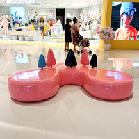 Kursi Santai Fiberglass Desain Pohon Bentuk Oval Kuning Kursi Taman Tahan Lama untuk Furnitur Luar Ruangan Mal & Komersial