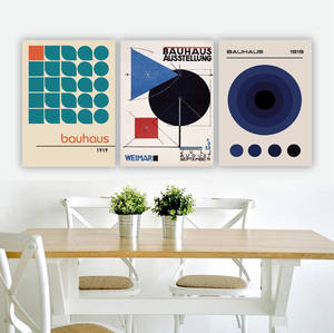 Toile murale d'exposition Bauhaus 1919, décoration géométrique de Weimar, peinture minimaliste, impression sur toile Bauhaus, blocs de couleur - Product Image 5