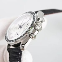 Montre-bracelet mécanique de luxe pour homme, nouvelle collection, en acier inoxydable, cadran noir et blanc, bracelet en nylon noir, chronographe, réserve de marche