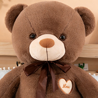 Adorable ours en peluche en polyester de qualité supérieure, décoré de rubans, doux et esthétique, compagnon d'intérieur câlin pour jeunes femmes, rembourrage en coton PP