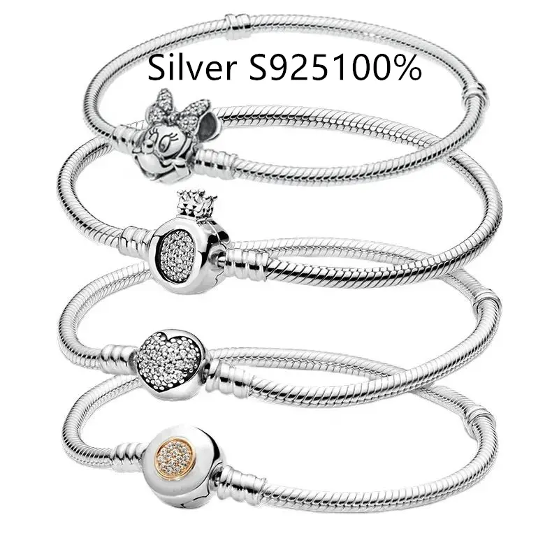 Gioielli di moda all'ingrosso della fabbrica della Thailandia S925 in argento sterling LOGO originale Mickey bracciale può essere abbinato al fascino fai da te