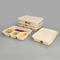 Assiette compartimentée biodégradable en amidon de maïs, barquette alimentaire compostable pour les plats à emporter et la livraison