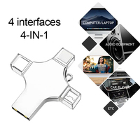 4 In 1 Tipe C OTG kustom 32G 64G128G 256G Memorias USB Stick Key USB3.0 Disk memori flashdisk Pen USB Flash Drive