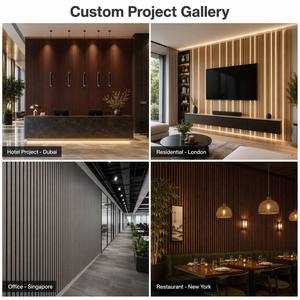 Paneles Acústicos de Madera para Techo y Pared, Color Marrón Nogal, Listones Grandes <span class=keywords><strong>Akupanel</strong></span> 600 Negros, Aislamiento Acústico para Interiores - Product Image 5