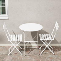 Petit Ensemble Table et Chaises Pliantes en Fer pour Terrasse, Mobilier d'Extérieur pour Balcon, Jardin, Cour, Idéal pour la Détente