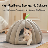 Lit pour chat en forme de citrouille semi-fermé, chaud et douillet pour l'hiver, maison-caverne en peluche ultra douce, nid confortable pour animaux de compagnie d'intérieur, pour chats et petits chiens, OEM ODM